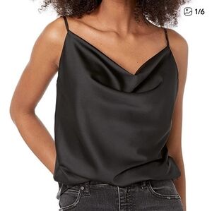 Simplee Apparel Black Satin Cowl Neck Cami